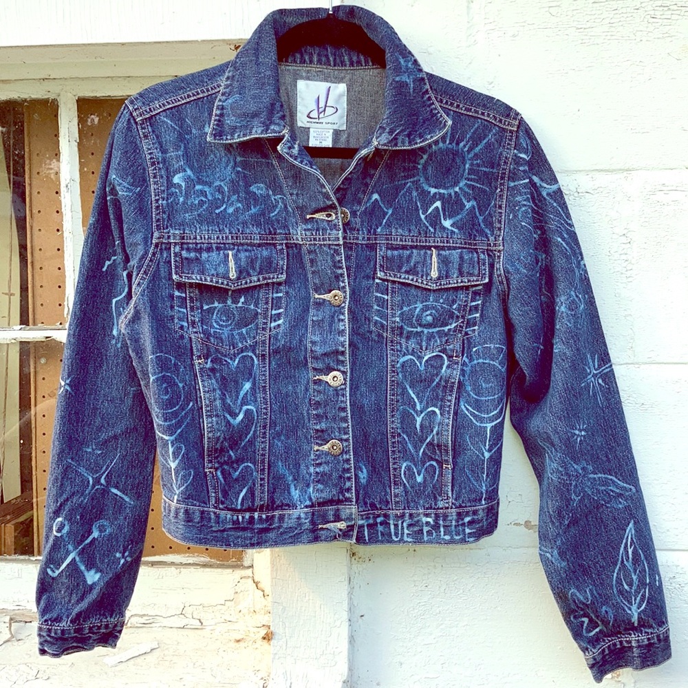 Groovy True Blue vintage Denim jacket upcycled - Picture 8 of 14